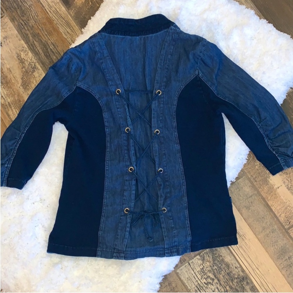 XCVI Denim Blue Women's Shacket - Picture 4 of 14